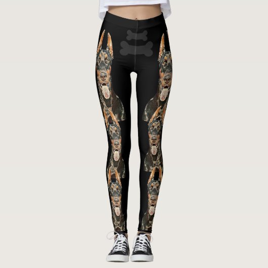 Zeer koude zwarte Doberman Pinscher-Leggings Leggings (Voorkant)