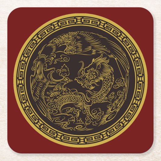 Zeer leuk Chinees Dragon Onderzetter Set (Voorkant)