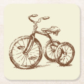 Zeer leuke Antiek TriCycle Sketch Onderzetter Set (Voorkant)