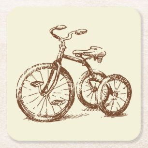 Zeer leuke Antiek TriCycle Sketch Onderzetter Set