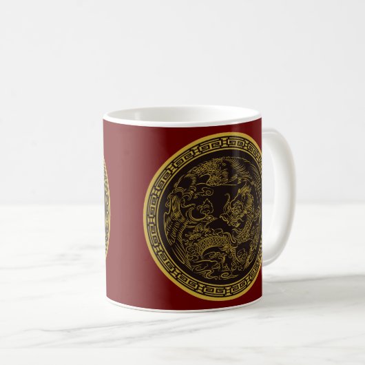 Zeer leuke Chinese Dragon Coffee Cup Koffiemok (Voorkant rechts)