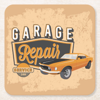 Zeer leuke garage reparatie tekening kartonnen onderzetters