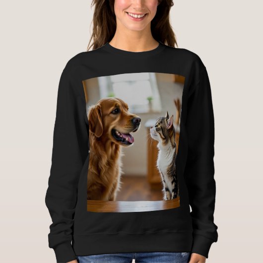 Zeer leuke kat en hond ontwerp op T-shirt (Voorkant)
