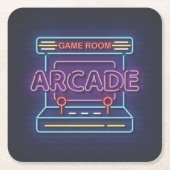 Zeer leuke klassieke Arcade Game Room w / Joystick Kartonnen Onderzetters (Voorkant)