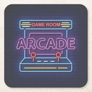 Zeer leuke klassieke Arcade Game Room w / Joystick Kartonnen Onderzetters