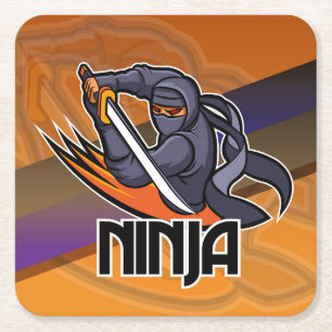 Zeer leuke Ninja Warrior tekenonderzetter set Kartonnen Onderzetters