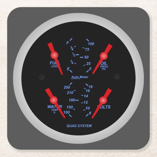 Zeer leuke Quad Auto Meter Systeem Onderzetter Set (Voorkant)