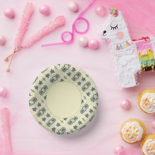 Zeer licht geel met houtskool grijs papieren kommen (Feest)