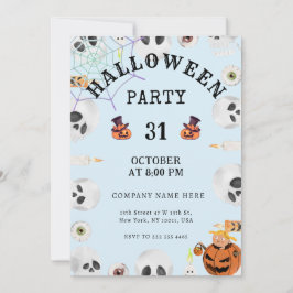Zeer licht pastelblauw Halloween Business Party Kaart