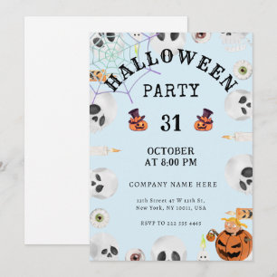 Zeer licht pastelblauw Halloween Business Party Kaart