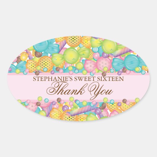 Zeer lief kleurrijk Snoep lief 16 gunst Sticker (Voorkant)