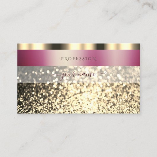 Zeer luxe Bourgogne en goudglitter Visitekaartje (Voorkant)