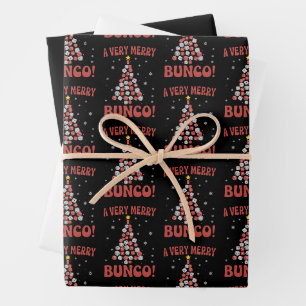 Zeer Merry Bunco Kerstboom Dobbelspel Nacht Inpakpapier Vel