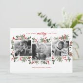 Zeer Merry Evergreen-kerstfotokaart (Staand voorkant)