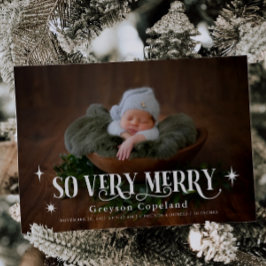 Zeer Merry Holiday Baby Foto geboorteaankondiging Aankondiging