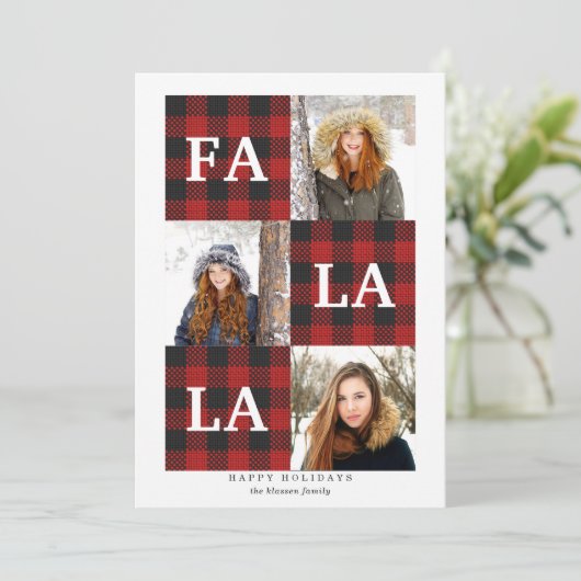 Zeer Merry Pset | Foto Fa La La 3 Feestdagenkaart (Staand voorkant)