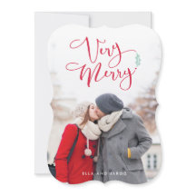 Zeer Merry Red Script-kerstfotokaarten