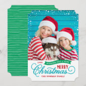 Zeer Merry Script Colorful Foto Feestdagenkaart (Voorkant / Achterkant)