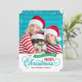 Zeer Merry Script Colorful Foto Feestdagenkaart (Staand voorkant)