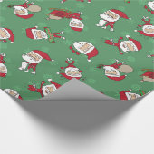 Zeer Merry Skinny Santa Gift Wrap Metallic Green Cadeaupapier (Hoek)
