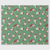 Zeer Merry Skinny Santa Gift Wrap Metallic Green Cadeaupapier (Vlak)