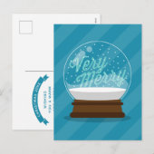 ZEER MERRY | Wereldbol vakantiewintertijd Feestdagenkaart (Voorkant / Achterkant)