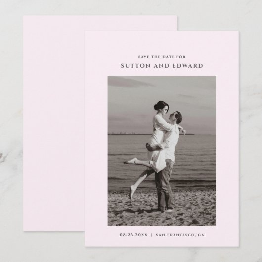 Zeer minimale enkele foto save the date (Voorkant / Achterkant)