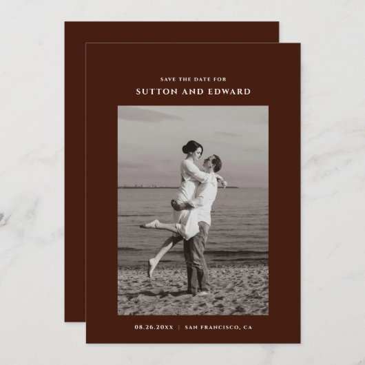 Zeer minimale enkele foto save the date (Voorkant / Achterkant)