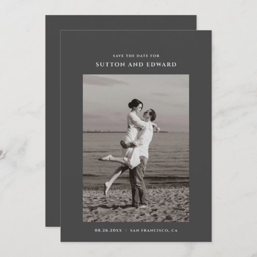 Zeer minimale enkele foto save the date (Voorkant / Achterkant)