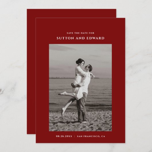 Zeer minimale enkele foto save the date (Voorkant / Achterkant)