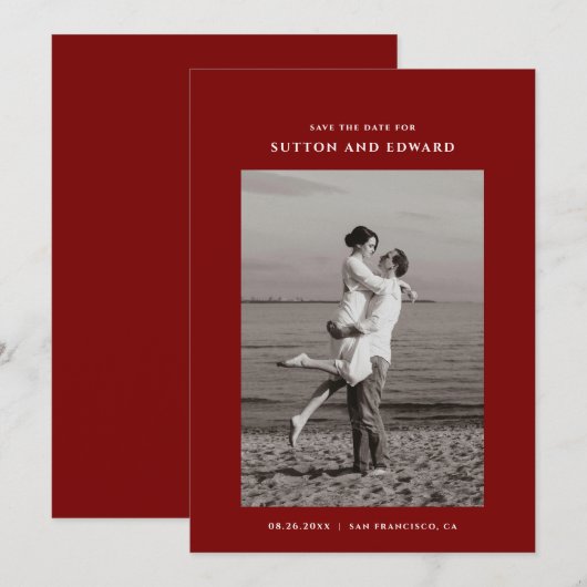 Zeer minimalistische enkele foto save the date (Voorkant / Achterkant)