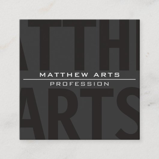 Zeer moderne vet donkergrijze witte tekst vierkante visitekaartje (Voorkant)