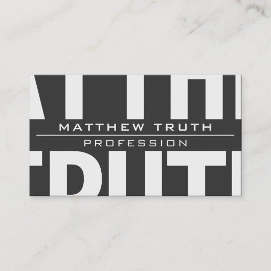 Zeer moderne vet donkergrijze witte tekst visitekaartje (Voorkant)