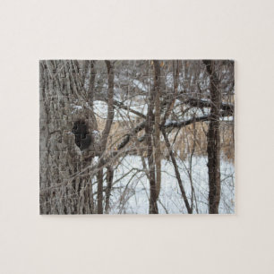 Zeer moeilijke winterpuzzel in het bos legpuzzel