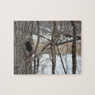 Zeer moeilijke winterpuzzel in het bos legpuzzel
