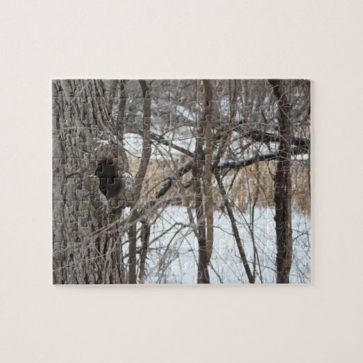Zeer moeilijke winterpuzzel in het bos legpuzzel (Horizontaal)