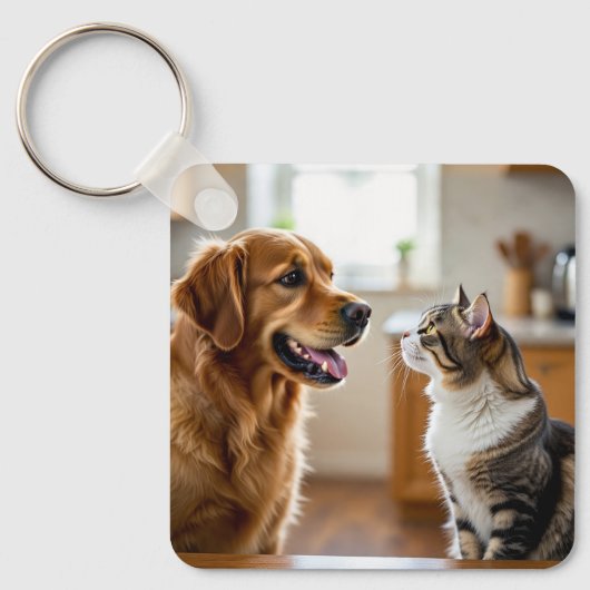 Zeer mooi ontwerp kat & hond op sleutelhanger (Voorkant)