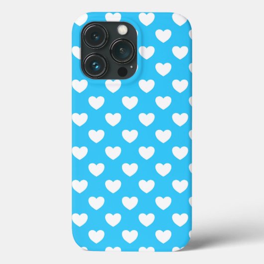 Zeer mooie blauwe met witte harten patroon Case-Mate iPhone case (Achterkant)