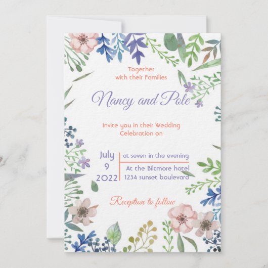 Zeer mooie, kleurrijke uitnodiging (Voorkant)