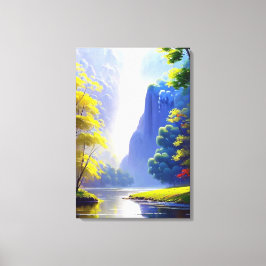 Zeer Mooie Serene Natuur Landschapsschildering Canvas Afdruk