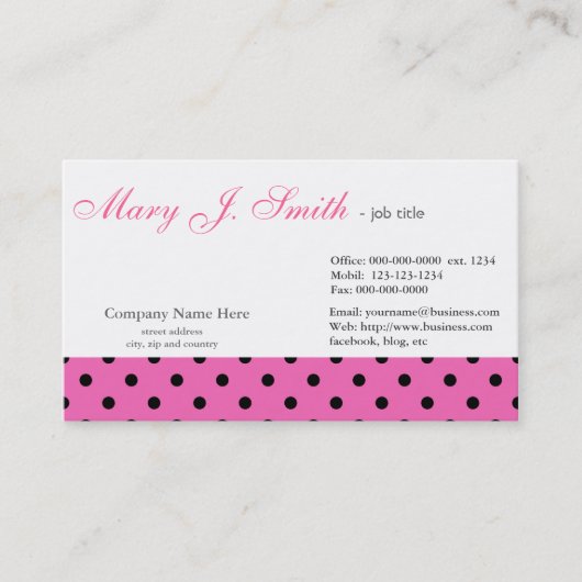 Zeer nette roze stippen grafisch ontwerp visitekaartje (Voorkant)
