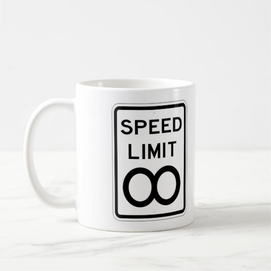 Zeer onbeperkte MPH Road Sign Coffee Cup Koffiemok (Links)