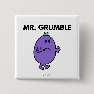 Zeer ongelukkige meneer Grumble Vierkante Button 5,1 Cm
