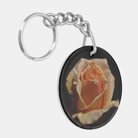 Zeer  Oranje Roos Sleutelhanger (Voorkant Links)