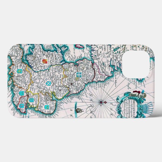 Zeer oude Antiek Kaart van Britannia Case-Mate iPhone Case (Achterkant (horizontaal))