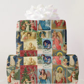 Zeer oude kerstkaarten met Angels Collage Cadeaupapier