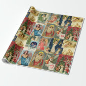 Zeer oude kerstkaarten met Angels Collage Cadeaupapier (Uitgerold)