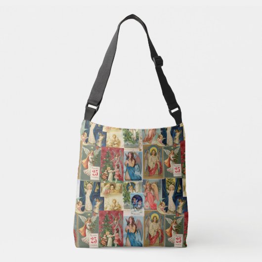 Zeer oude kerstkaarten met Angels Collage Crossbody Tas (Voorkant)