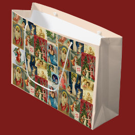 Zeer oude kerstkaarten met Angels Collage Groot Cadeauzakje