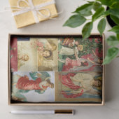 Zeer oude kerstkaarten met Angels Collage Tissuepapier (Geschenk)